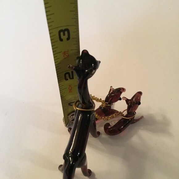 Vintage Glass Deer Family Figurine Set With Chain - Picture 6 of 8